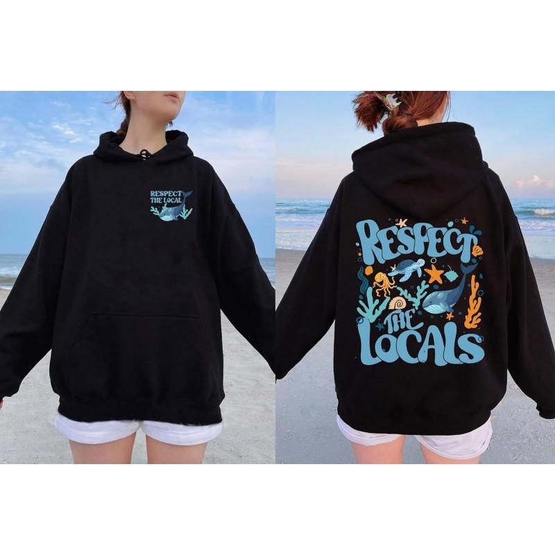 Womens Oversized Hoodie With Whale Print - Eco-Friendly Ocean Conservation Sweatshirt Teens Young Adults