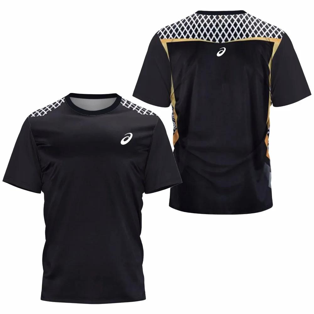Мужская спортивная футболка для бадминтона, настольного тенниса, для бега на открытом воздухе, фитнеса, с коротким рукавом, свободные топы, летняя повседневная футболка с круглым вырезом, быстросохнущая