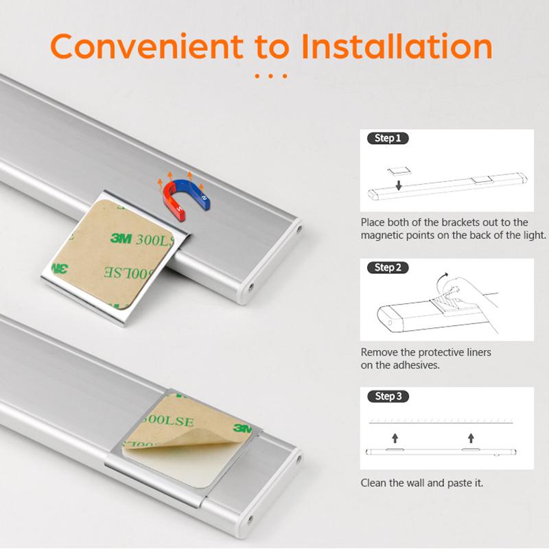 Ultra-thin USB LED Cabinet Light Hand Sweep / PIR Motion Sensor LED Rechargeable Aluminum Kitchen Lamp Portable Night Lighting