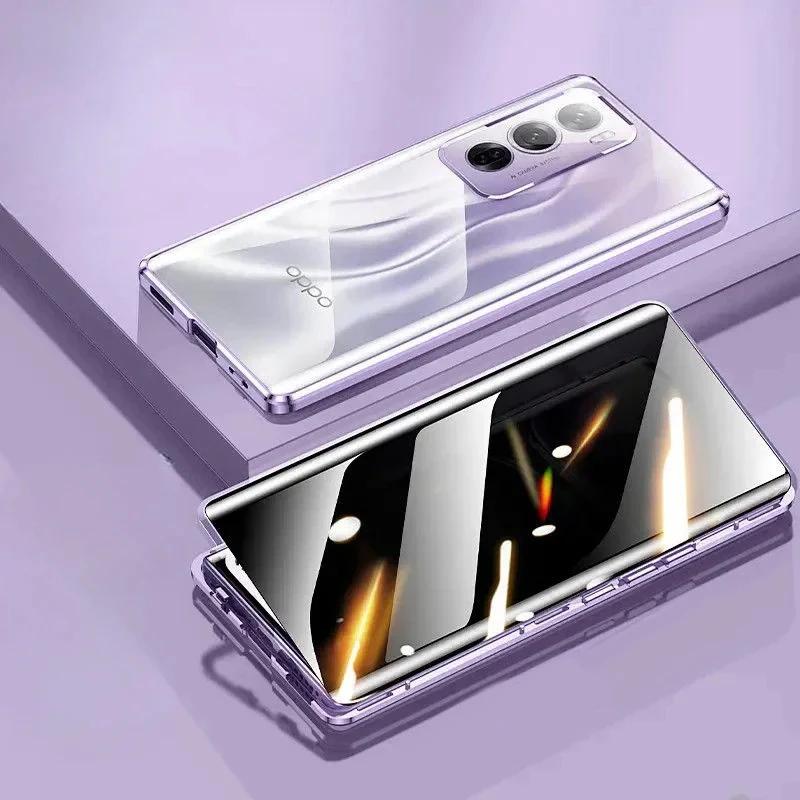 Металлический чехол для телефона с защитой от подглядывания для OnePlus 10 Pro 10R 11 11R 12 12R 13 13R, Магнитная стеклянная крышка с защитой конфиденциальности на 360 градусов