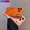 Простой тонкий чехол из ПУ кожи с V-образной текстурой для iPhone Air 13 14 15 16 17 Pro Max, с поддержкой беспроводной зарядки, магнитный, ударопрочный