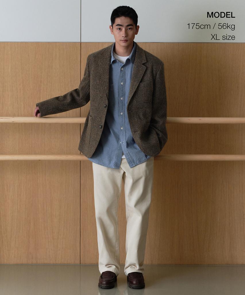 MUSINSA STANDARD [Harris Tweed] Herringbone Check Out Pocket Blazer [Brown]