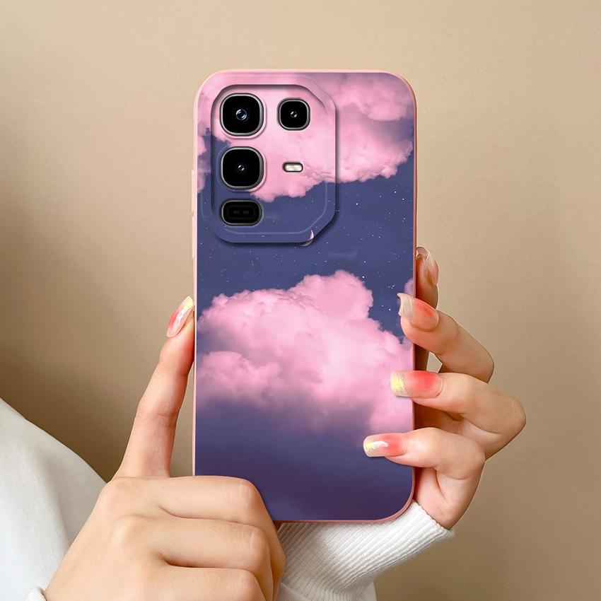 Для телефона Infinix Note 50 Pro Plus 40 50x Модный чехол с узорами «Звездное небо» и «Кот», Гладкий жидкий силикон, Высококачественный противоударный чехол для Infinix