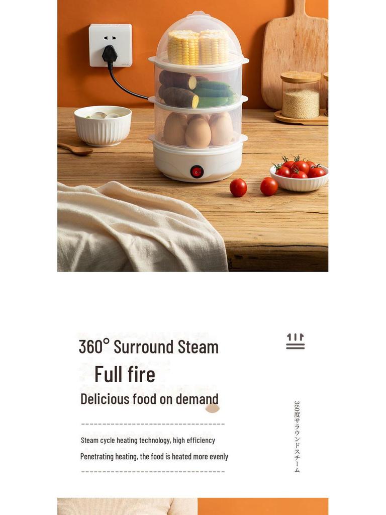 Multifunctional Egg Steamer: Multi-layer Breakfast Machine with Anti-Dry Burning Feature and Automatic Power Off, Mini Egg Boiling Pot.