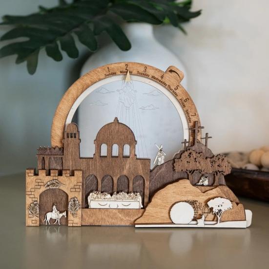 Рождественский вертеп, обратный отсчет, украшение, рождественский светящийся вертеп, центральный элемент, Воскресение Иисуса, пасхальное украшение для столешницы, каминной полки