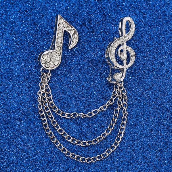 Аксессуары для костюмов Элегантные броши с подвесками из страз, брошь с музыкальным символом, булавки для воротника с кисточками, изысканные элегантные женские универсальные украшения