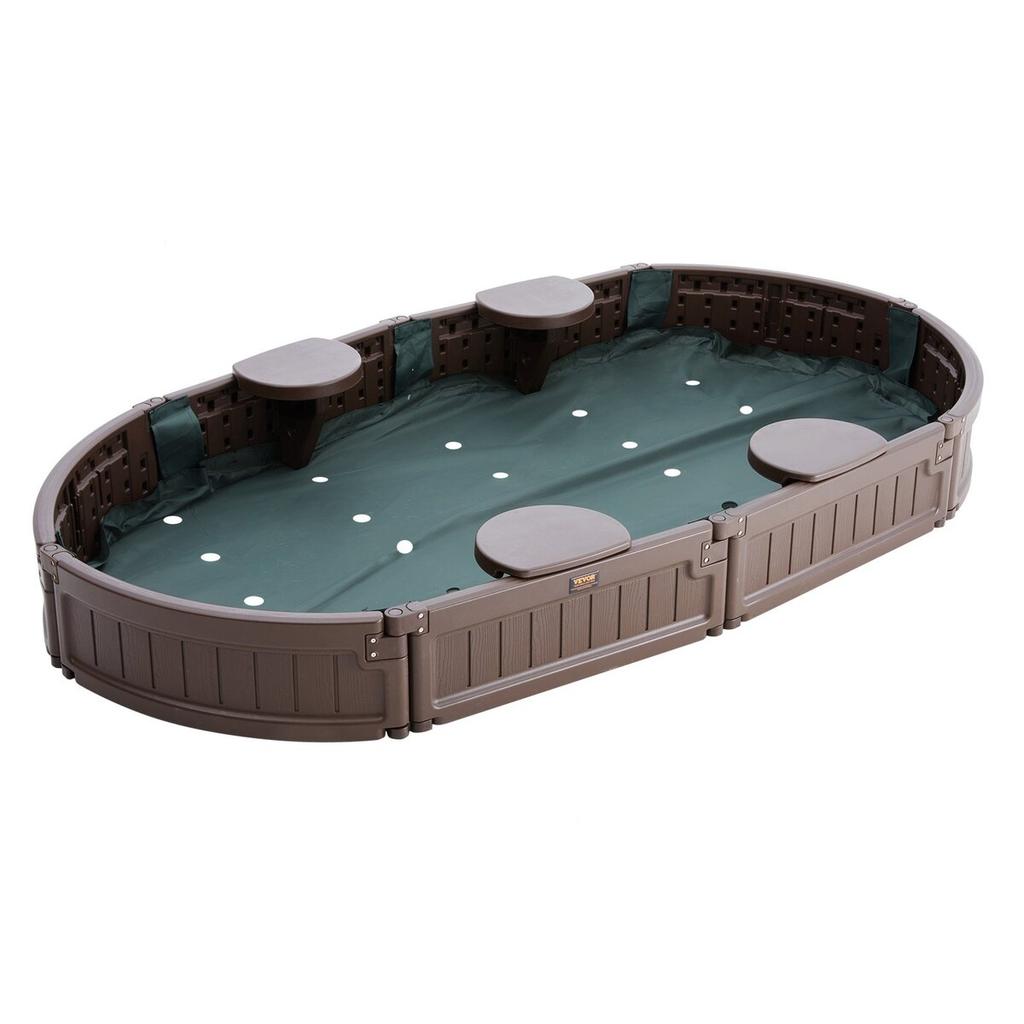 Sandbox with Cover Oval Sand Box HDPE Sand Pit Outdoor Backyard Ages 3-12
