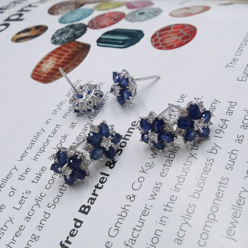 Sace Gems 100% стерлингового серебра 925 пробы, серьги с сапфиром, сверкающие высокоуглеродистые бриллианты, свадебные, помолвочные, вечерние, ювелирные изделия, подарки