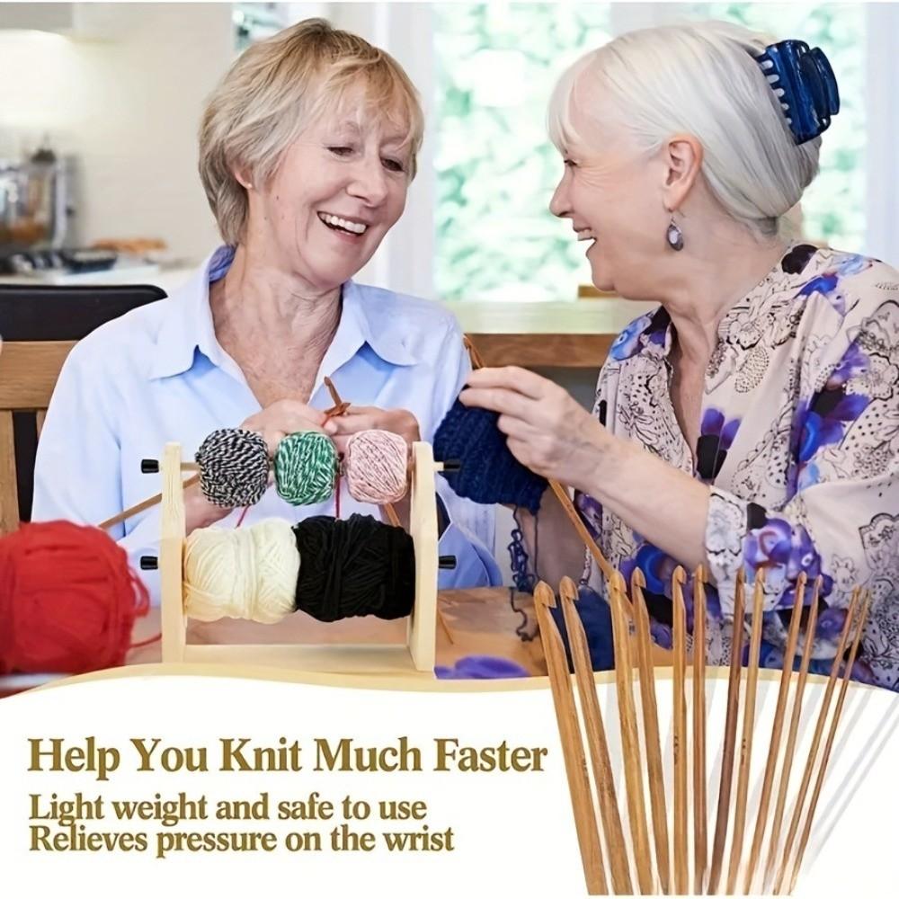 Двухслойный деревянный держатель для пряжи, вертикальный, вращающийся, съемная рама, стойка для хранения шерсти, ручной, ручной работы, органайзер для катушек пряжи