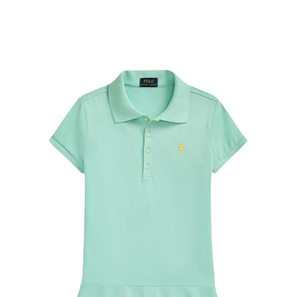 Polo Ralph Lauren Платье-поло Сетчатое с эластаном Поло С коротким рукавом Попугайный зеленый Детские платья CWPODRSG3D21005-300