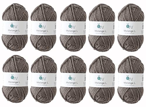 Пряжа Knitworm Меланж, 10 мотков, Экстра толстая, 30 г (45м), 60% Шерсть, 40% Акрил (коричневый)