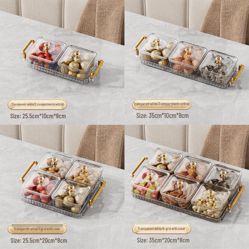 Роскошная коробка для конфет с отделениями: Элегантный поднос для закусок и фруктов с крышкой для гостиной