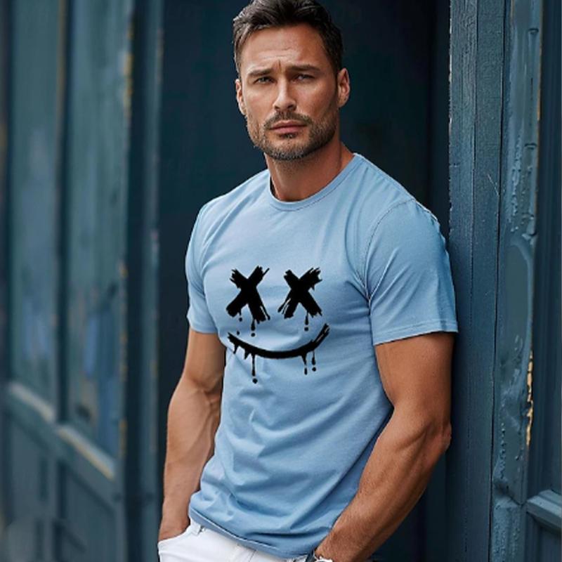 Новая летняя мужская модная футболка с принтом смайлика, мужская футболка, топ