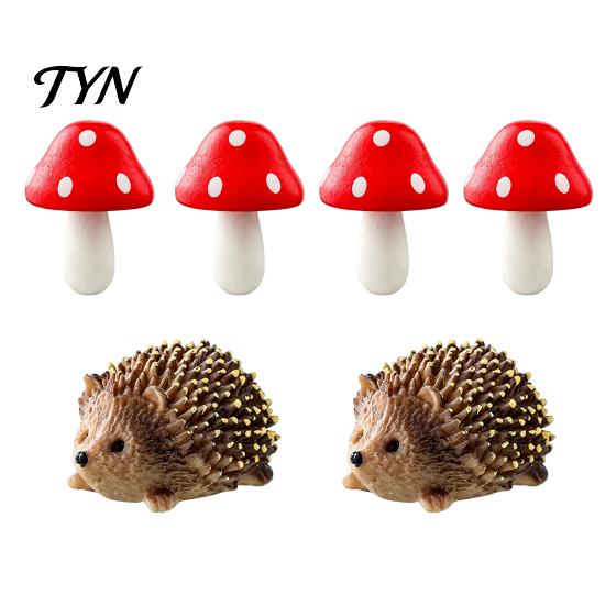 Cute Hedgehog Mushroom Set Micro Landscape Ornaments for Moss Terrariums Fairy Garden Decor, Miniature DIY Bonsai Embellishments Figurine,