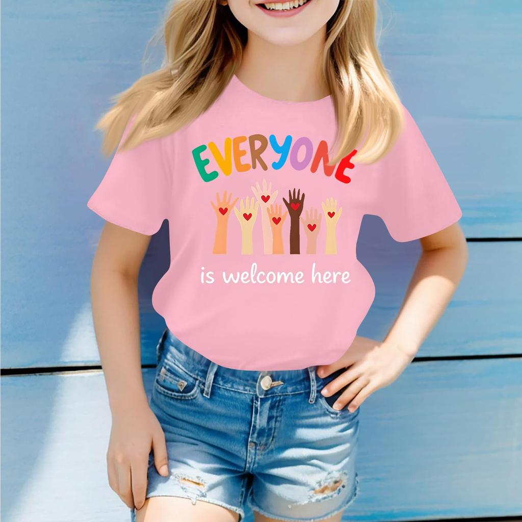 Children's Round Neck Casual Printed Short-sleeved T-shirt Top