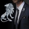 Fashion New Animal Brooch Pin Personality Antique Gold Silver Color Lion Brooches for Men Shirt Collar Accessories