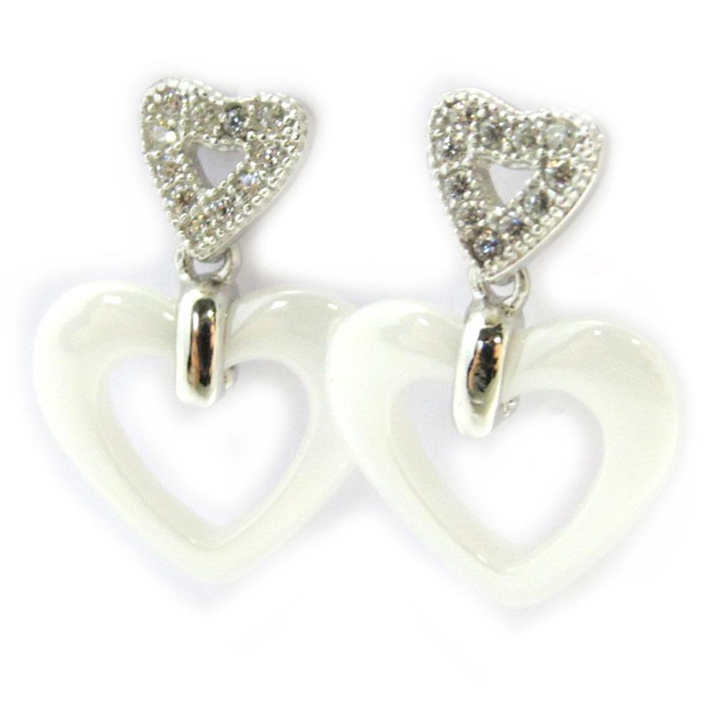 Les Trésors De Lily [N3025] - Серьги серебряные "Любовь" серебро белое (керамика)