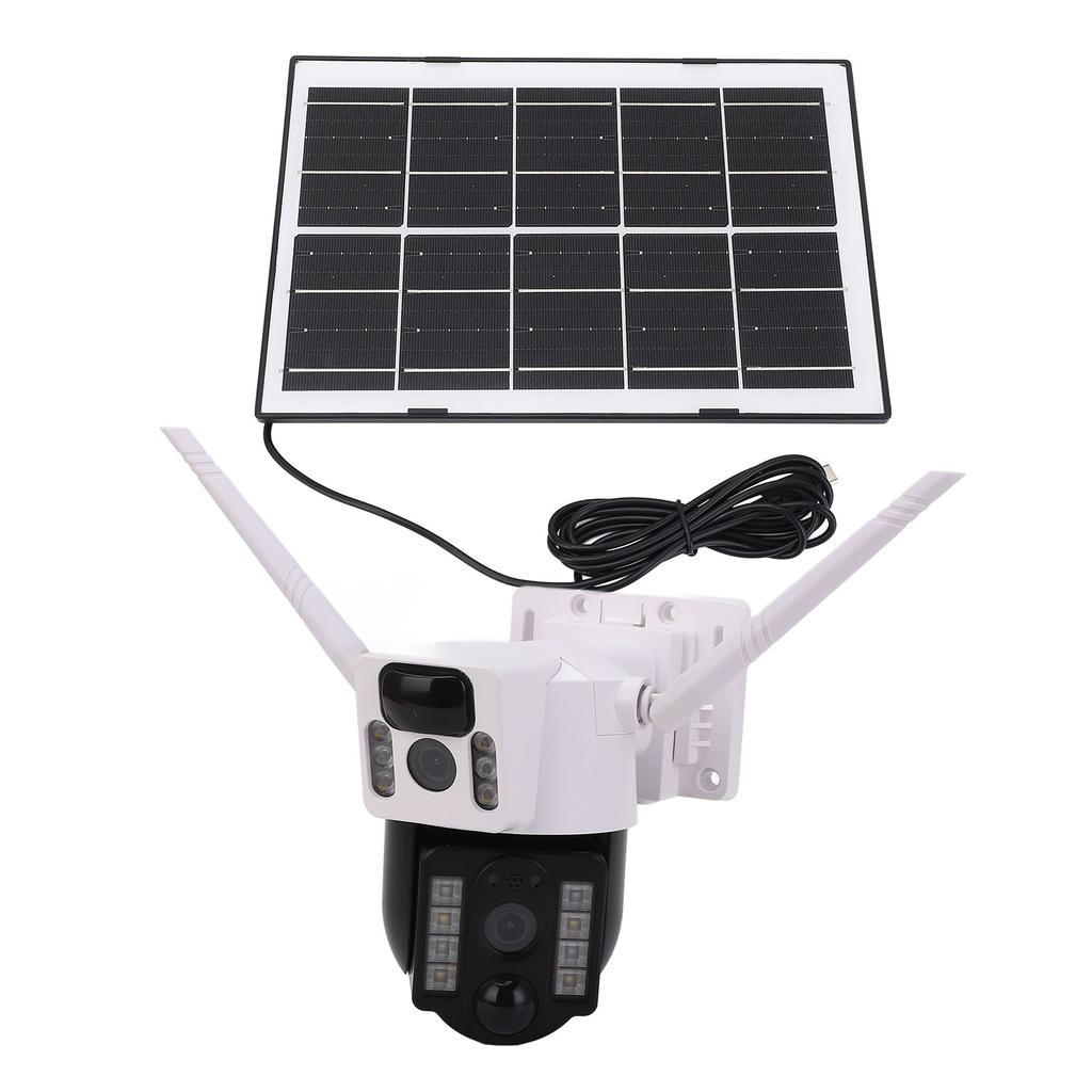 Solar Security Camera 4MP 2K Motion Detection Intelligent Alert 2 Way Talk Dual Lens Outdoor