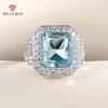 Великолепные женские обручальные кольца с большим небесно-голубым фианитом, благородные женские аксессуары для вечеринок, подарки, винтажные ювелирные изделия