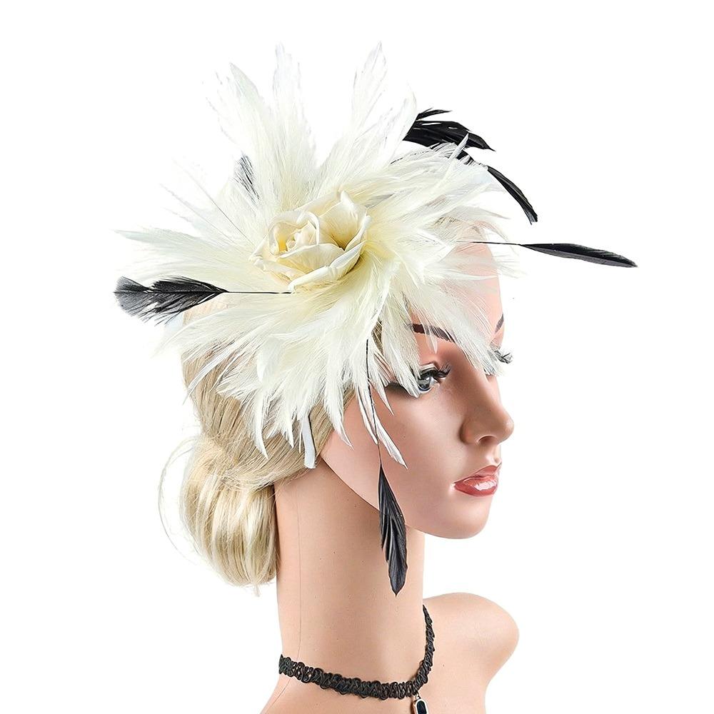 Двухцелевой головной убор с перьями, разноцветные женские fascinators, ретро цветочные головные украшения, свадебные