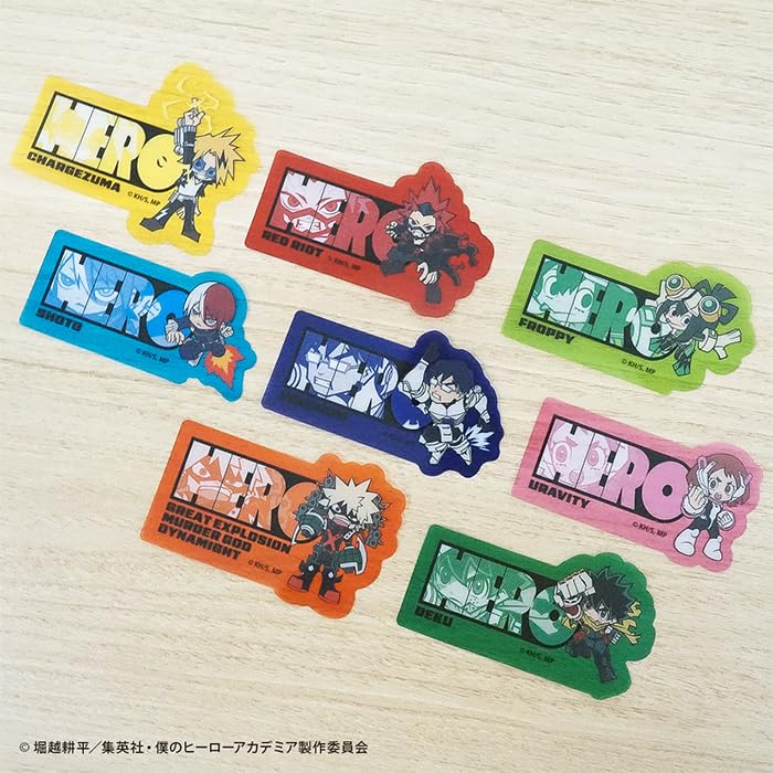 Конфеты Моя геройская академия Двойные прозрачные наклейки Игрушка F-toys Вырезные (Полный комплект) Жвачка/Конфета [Набор/15 штук]