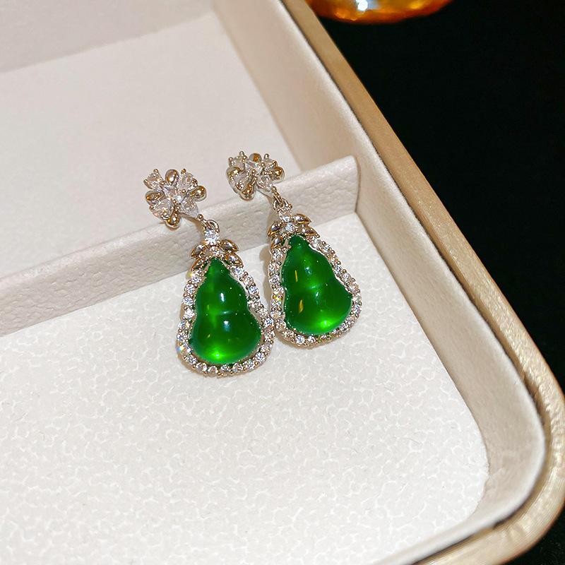 Французский придворный стиль Серьги-пусеты с прямоугольным цирконом на серебряных иглах Изысканные легкие роскошные высококлассные серьги Преувеличенные серьги Женщины