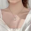 S925 Silver New Fashion Rose Clavicle Necklace Female Round Shape Moissanite Pendant Simple Women Valentine's Day