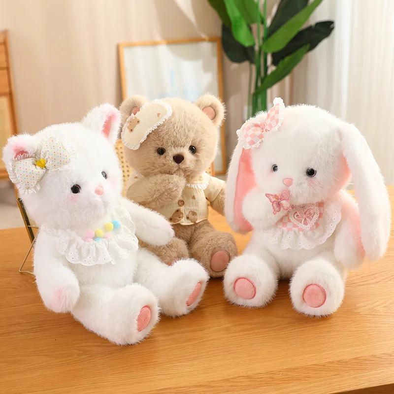 45cm Cute Fox Cat Rabbit Bear Plush Toys Soft Lovely Animals Stuffed Dolls Grasping Doll for Children's Birthday Holiday Gift