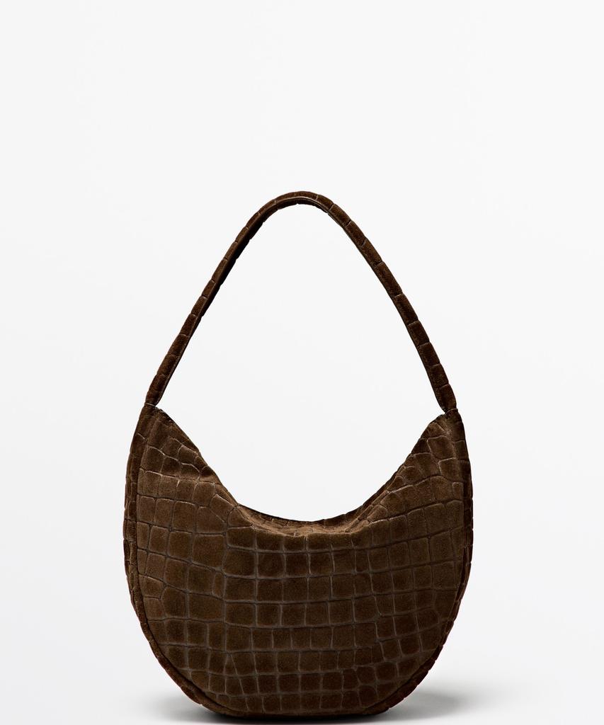Massimo Dutti Mini Slouch Split Suede Leather Bag