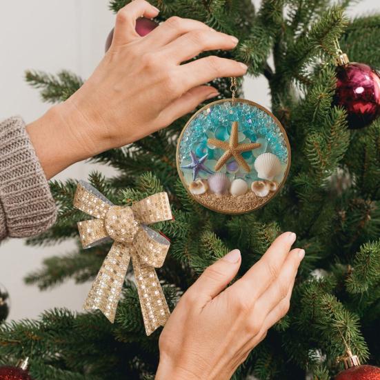 Starfish & Shell Hanging Ornament Acrylic Coastal-Themed Decor for Christmas Tree Home Party Beach Style Gift Idea