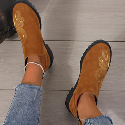 Женские ботинки 2024 года, новая зимняя мода, повседневная обувь для женщин, низкие каблуки, квадратный каблук, круглый носок, однотонные, Zapatos De Mujer