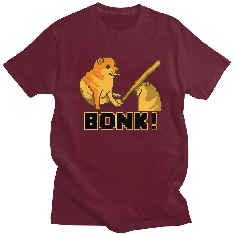 Custom Cheems Bonk Meme Pixel Art Tshirts for Men Short Sleeves Leisure T Shirt Shiba Inu Dog Tshirt 100 Cotton Tees Gift Idea