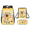 Capybara Pattern Cartoon Backpack Shoulder Bag Pencil Case Three Set Piece