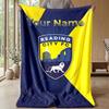 Фланелевое одеяло Reading FC с индивидуальным текстом и логотипом футбольного клуба, персонализированное флисовое покрывало, специальный подарок для дивана, спальни, дома