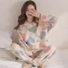 Women's Cute Cartoon Pajama Set - Long-Sleeve Top & Trousers