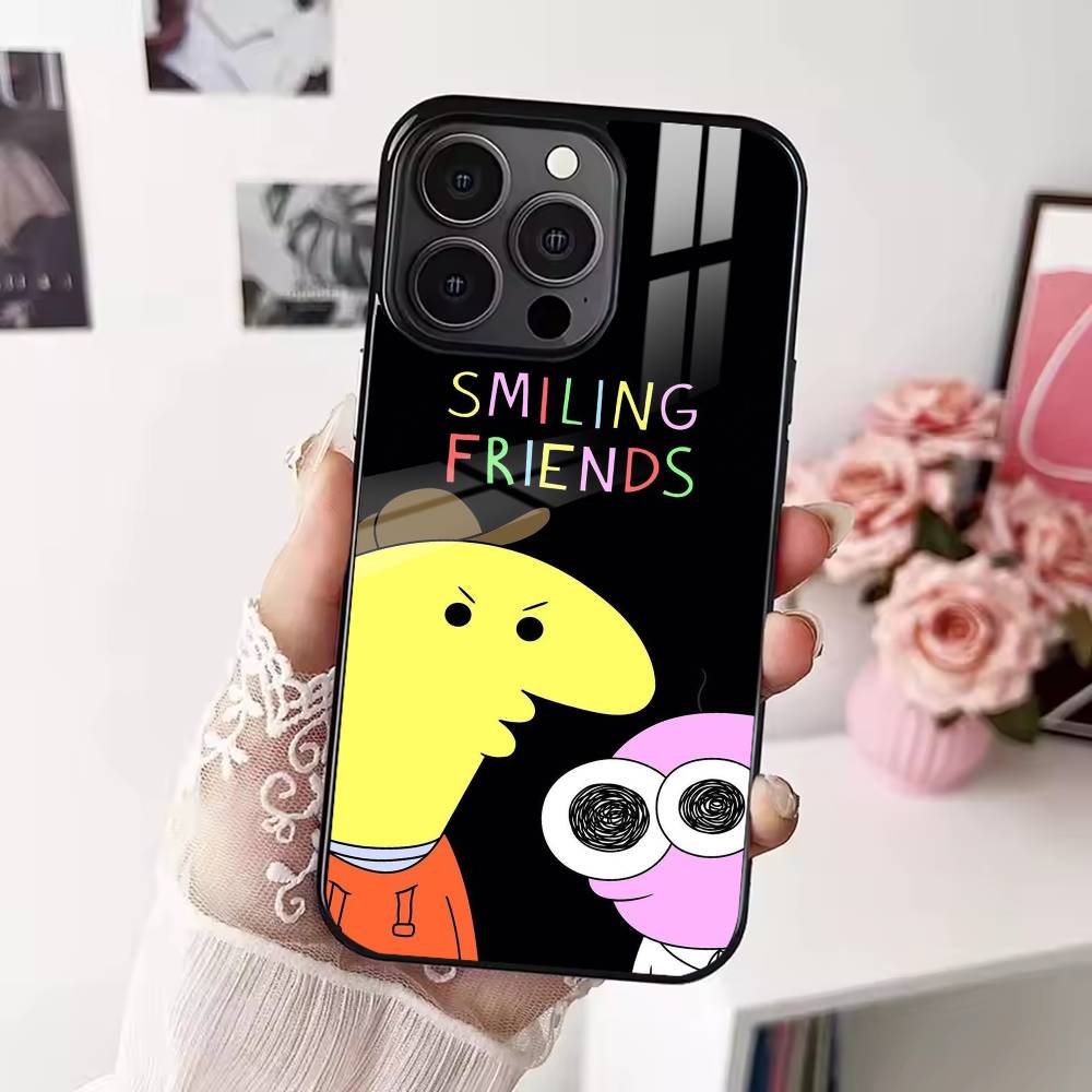 Мультяшный чехол для телефона S-Smiling friends Для iPhone 17 16 15 14 13 12 Pro Max Plus для Magsafe Зеркальный Беспроводной Магнитный Чехол