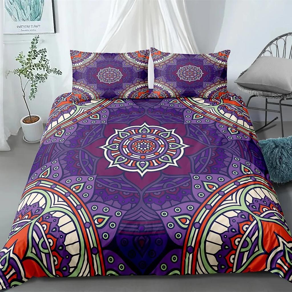 Luxury Boho Mandala Duvet Cover Set Bohemian Bedding Sets Mandala Print Comforter Cover King Size Double Bed Set Quilt Cover