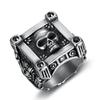 Vintage Gothic Jewelry Square Skull Biker Stainless Steel Rings for Men's Sizes 7-12