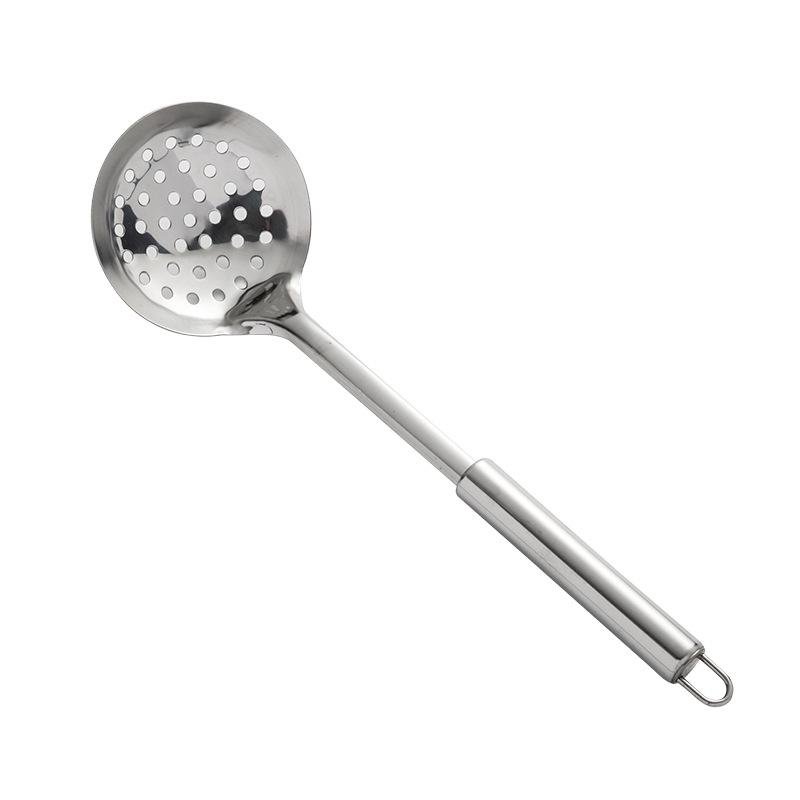 Набор кухонных принадлежностей из утолщенной нержавеющей стали: Лопатка, совок для готовки, дуршлаг и ложка для супа