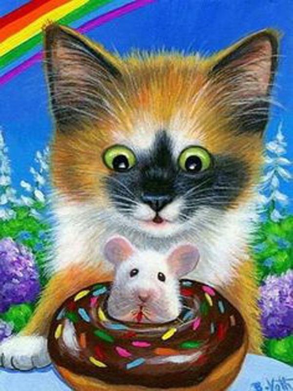 DIY Алмазная картина Животные Вышивка крестом Ремесло Полный круглый дрель Кошка Мозаика Алмазная вышивка Домашний Декор Подарок