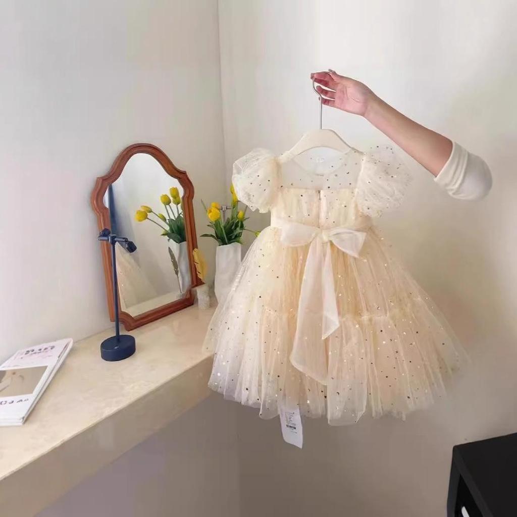 Весенне-летнее платье принцессы из сетки-паф для девочек 2024