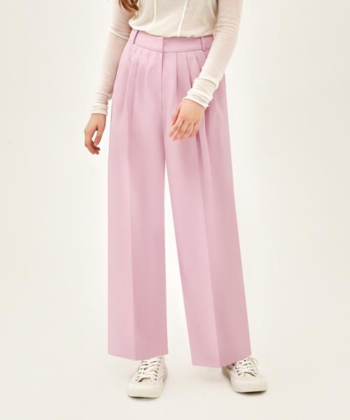DENIVEL Pintuck Wide Pants (Pink)