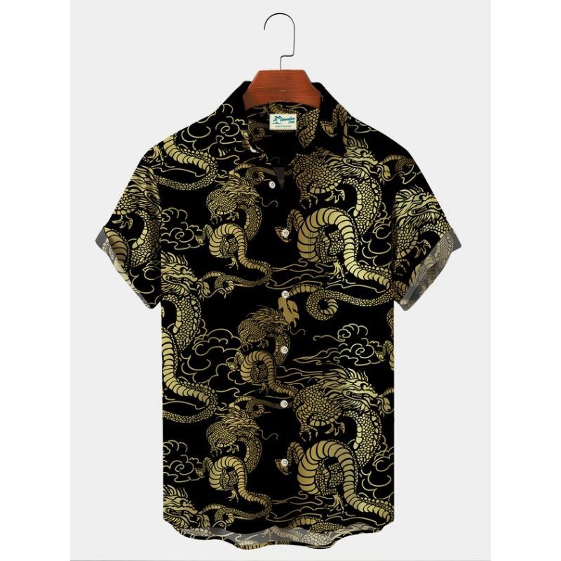 Модные летние рубашки с принтом черепахи Гавайские рубашки на пуговицах Мужские летние пляжные рубашки с коротким рукавом Повседневные мужские рубашки с лацканами