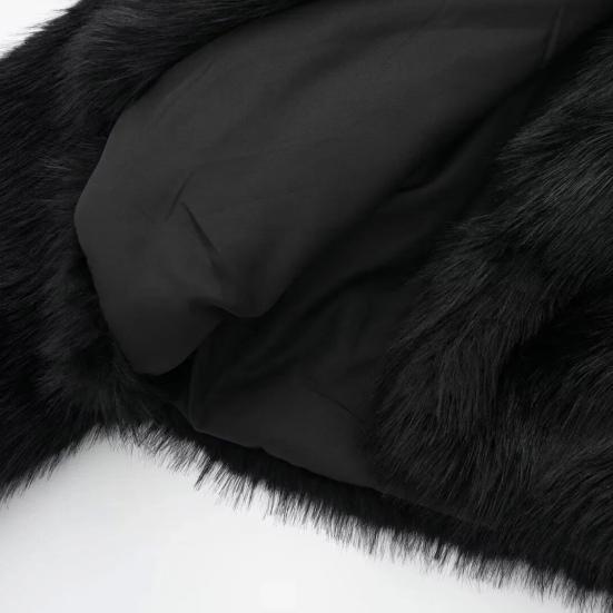 Осень-зима Женский кардиган Пальто Искусственный мех Утолщенный плюш Отложной воротник Чистый цвет Длинные рукава Однотонный кардиган Куртка