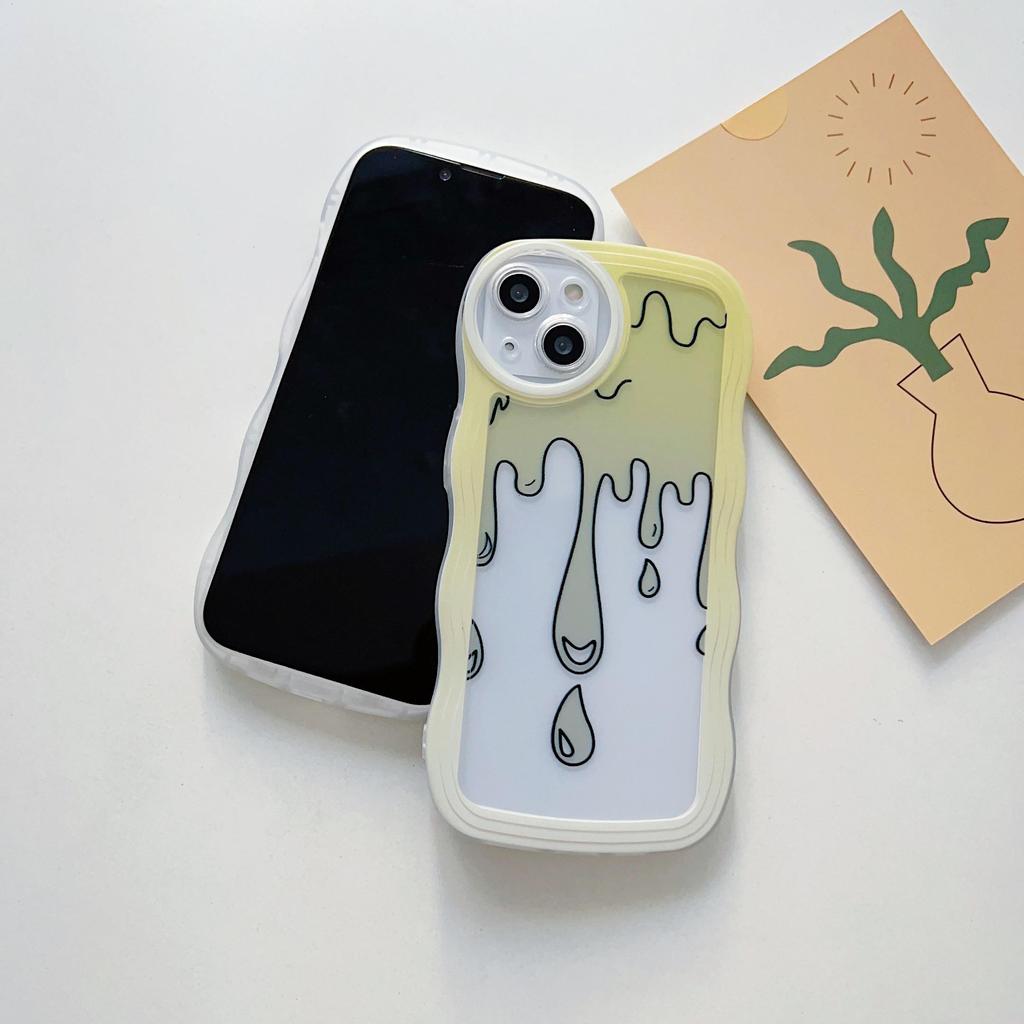 Transparent Wave Edge Painted Silicone Case for Samsung A54 A34 A24 Xiaomi Redmi Note 10 11 12 iPhone 15 14 13 11 Funda Water Droplets Cover Bumper