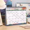 Spiral Bound Standing Flip Calendar Portable Daily Schedule Calendar Desktop Calendar  For Students