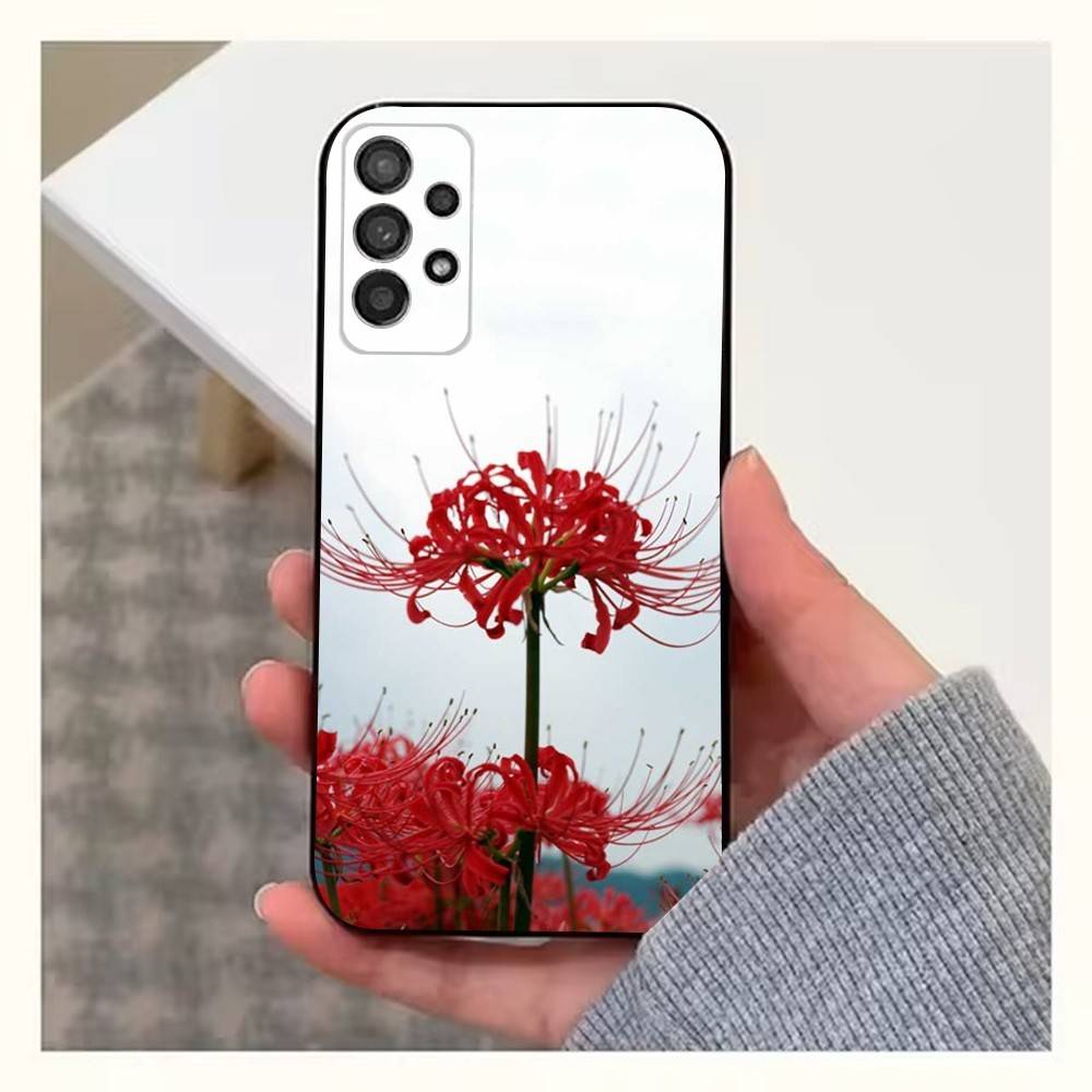Чехол с цветами Красный Паук Лилия для Samsung S21,S20,S10,Plus,S9,S22,S25,Ultra,S24,S23,FE,Lite, Мягкий Силикон Черный