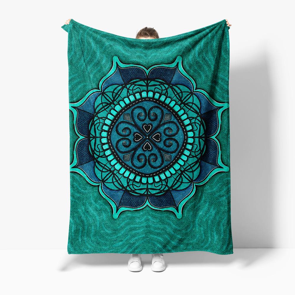 Boho Mandala Fleece Blanket Geometric Throw Blanket Tribal Pattern Cozy Bed Blanket for Sofa Couch Decoration