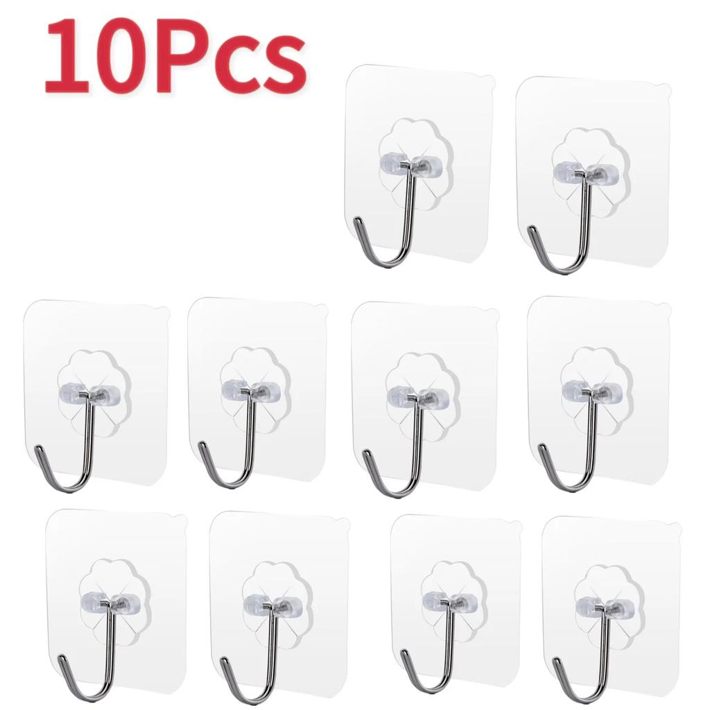 5/10/20/30/40Pcs Self-adhesive Hook Transparent Door Wall Hook Child Heavy Load Rack Kitchen Bathroom Towel Key Rack Sticky Hook