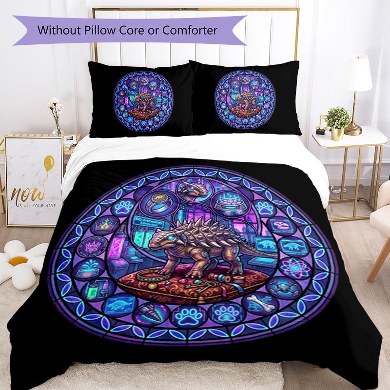 Cyberpunk Dinosaur Lab Pattern Bedding,Quilt Set Quilt Cover Pillowcase Home Birthday Gift (1 * duvet cover + 2 * pillowcase, without core)